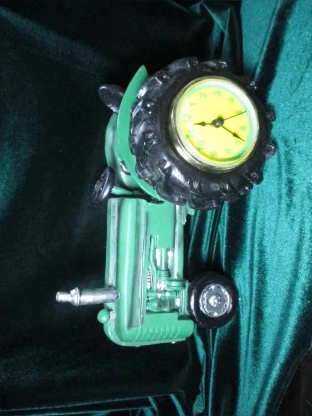 John Deere Green Tractor Clock Toy with Yellow Dial
